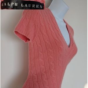RALPH LAUREN Cashmere cable short sleeve sweater